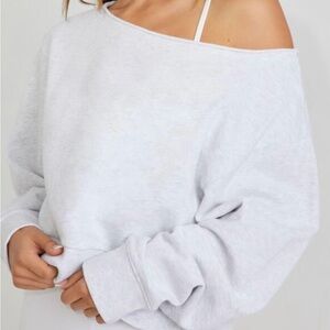 Garage Off-Shoulder Light Gray Sweater